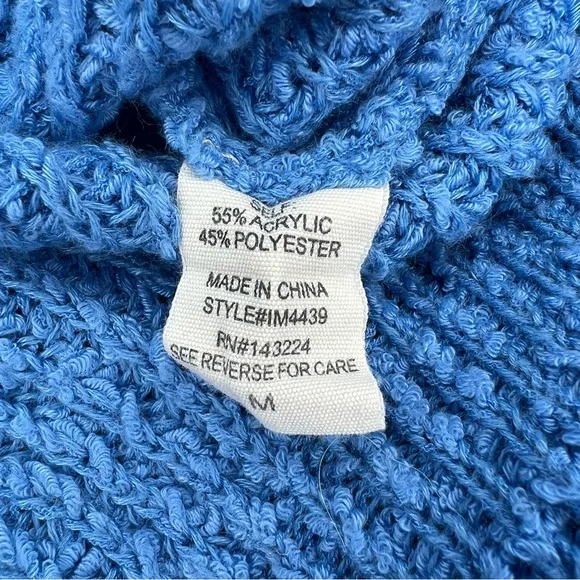 Illa Illa Cuffed Short Sleeve Oversized Cropped V Neck Knit Sweater Blue Women M - Picture 4 of 4